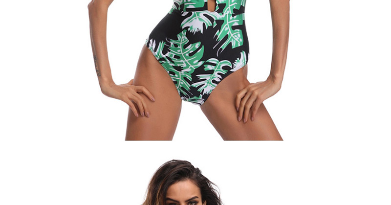 Sexy Green Leaf Shape Decorated Swimwear,One Pieces