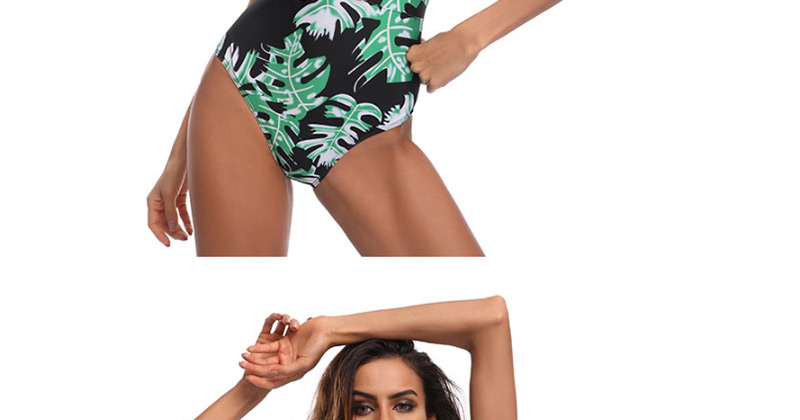 Sexy Green Leaf Shape Decorated Swimwear,One Pieces