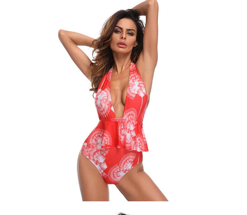 Sexy Red Flower Shape Decorated Swimwear,One Pieces