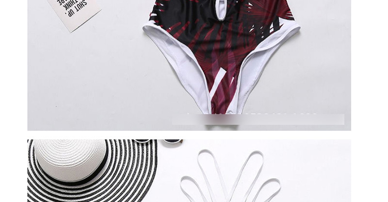 Sexy Claret-red Leaf Shape Decorated Swimwear,One Pieces