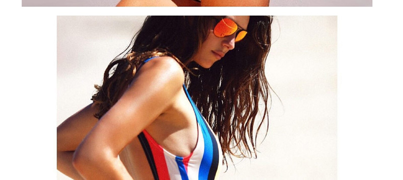 Sexy Multi-color Strip Shape Decorated Swimwear,One Pieces