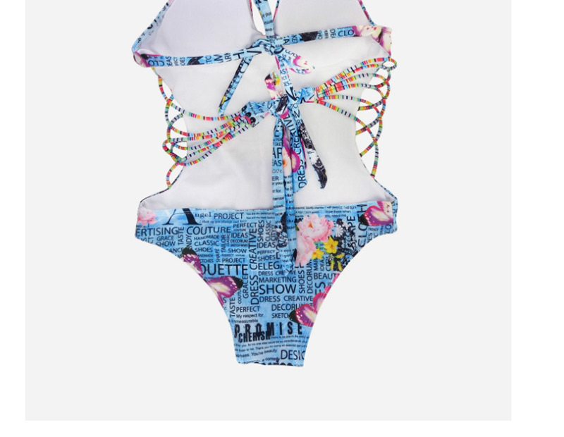 Sexy Blue Letter Shape Decorated Swimwear,One Pieces