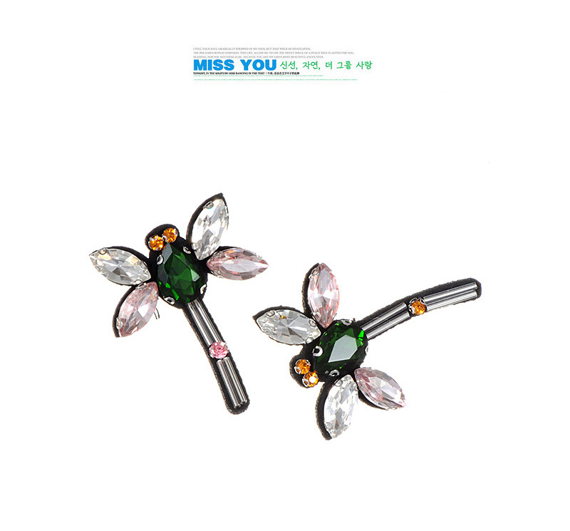 Fashion Pink+green Dragonfly Shape Decorated Earrings,Stud Earrings