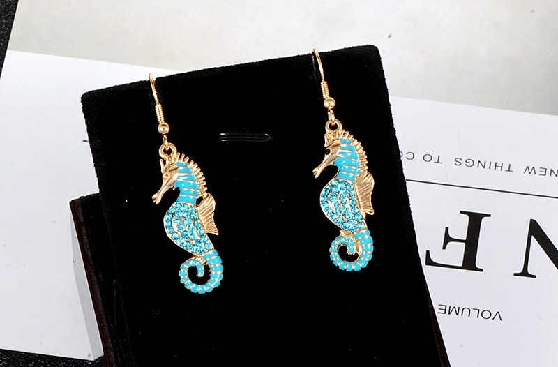 Fashion Blue Seahorse Shape Decorated Earrings,Drop Earrings
