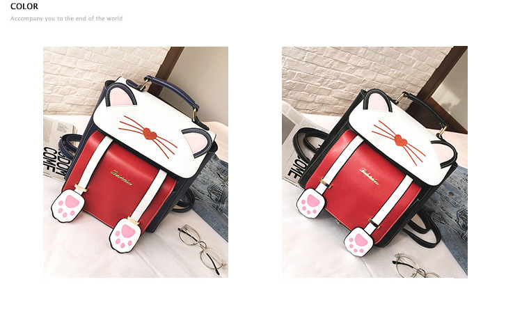 Fashion Navy Cat Shape Decorated Backpack,Backpack