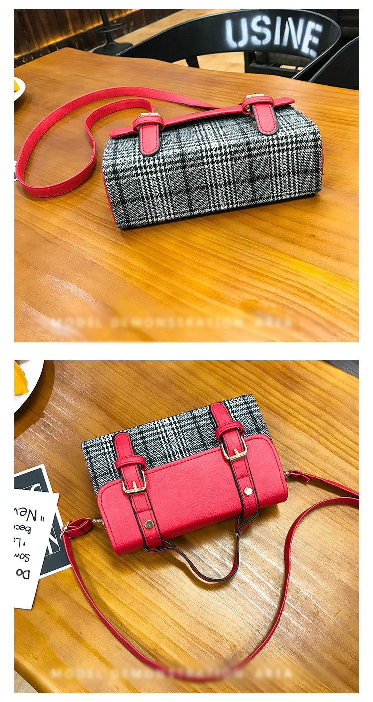 Fashion Red Grid Shape Decorated Bag,Handbags