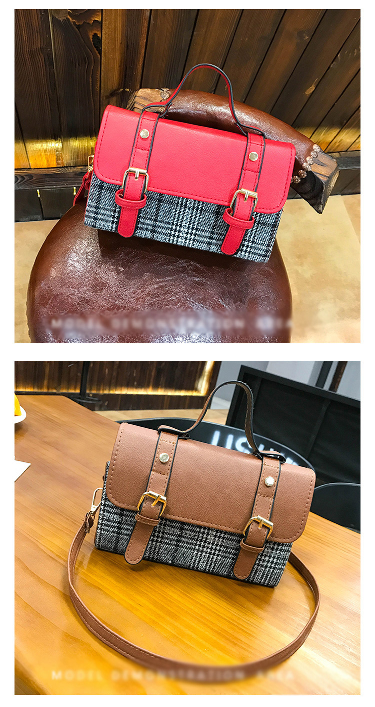 Fashion Red Grid Shape Decorated Bag,Handbags