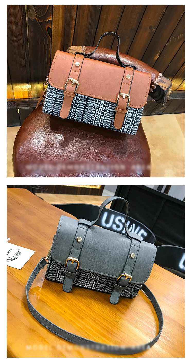 Fashion Dark Gray Grid Shape Decorated Bag,Handbags