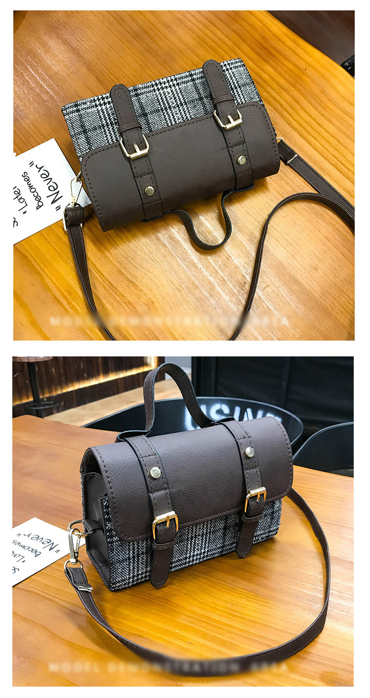 Fashion Gray Grid Shape Decorated Bag,Handbags