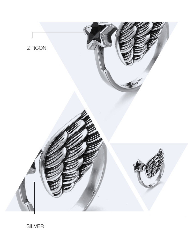 Fashion Silver Color Wing Shape Design Pure Color Opening Ring,Fashion Rings