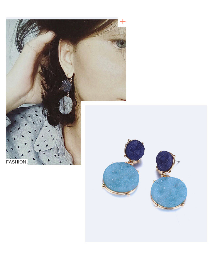 Fashion Purple+blue Round Shape Decorated Earrings,Drop Earrings