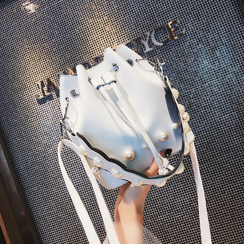 Fashion White Bucket Shape Decorated Bag,Shoulder bags