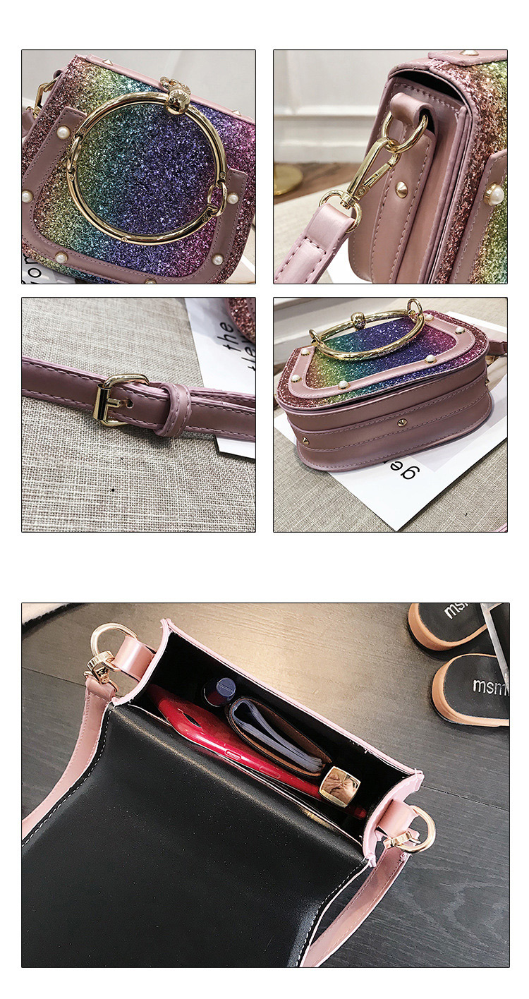 Fashion Multi-color Paillette Decorated Round Bag,Handbags