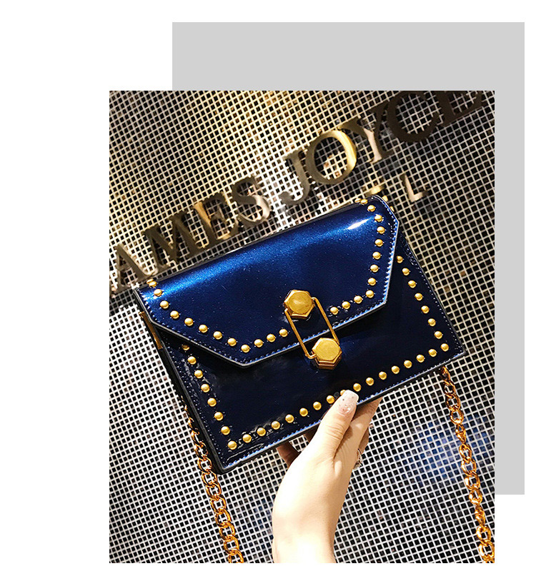 Fashion Blue Rivet Decorated Square Bag,Shoulder bags