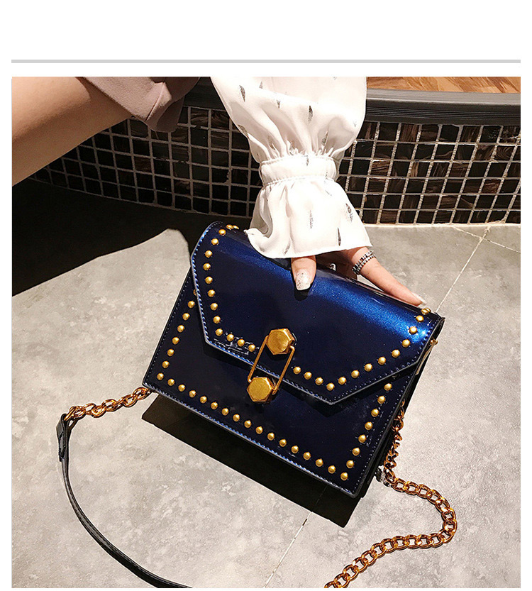 Fashion Blue Rivet Decorated Square Bag,Shoulder bags