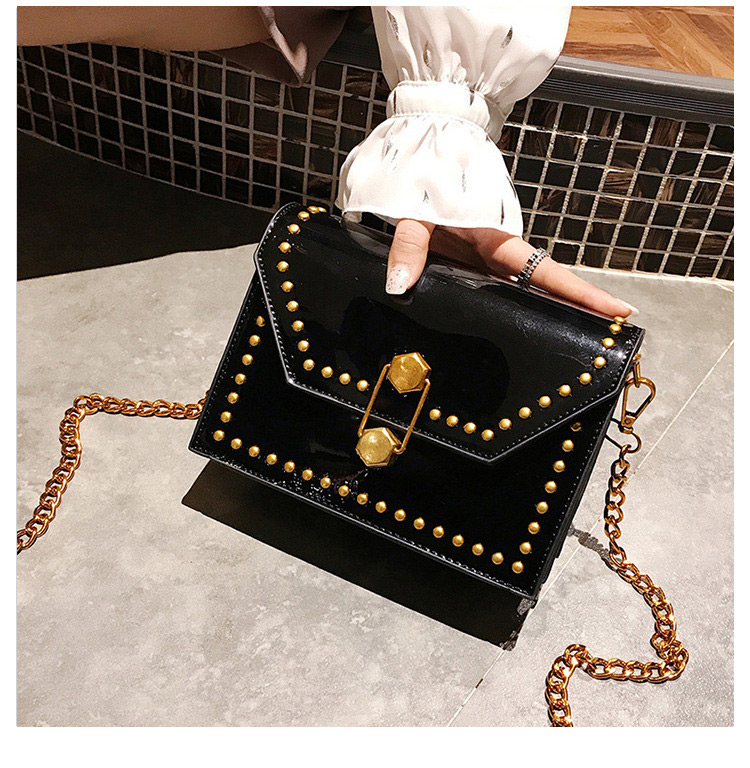 Fashion Black Rivet Decorated Square Bag,Shoulder bags