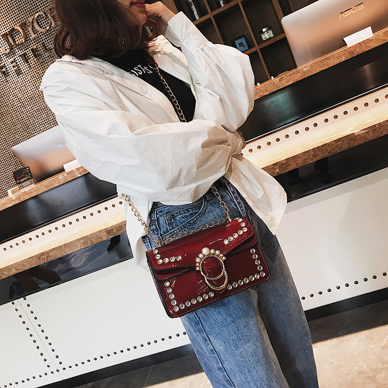 Fashion Claret-red Full Diamond Decorated Bag,Shoulder bags