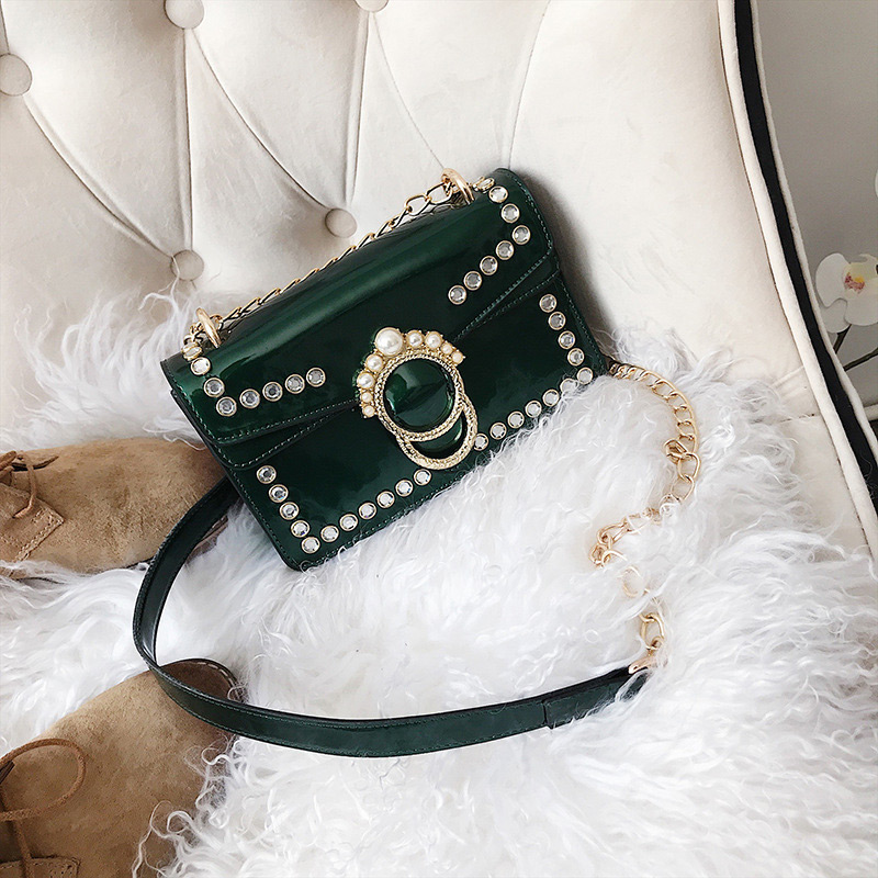 Fashion Green Full Diamond Decorated Bag,Shoulder bags