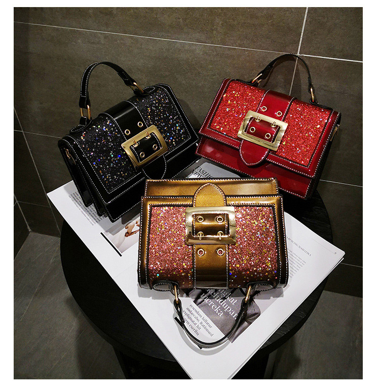 Fashion Red Belt Buckle Shape Decorated Bag,Handbags