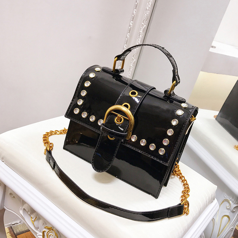 Fashion Black Belt Buckle Shape Decorated Bag,Handbags
