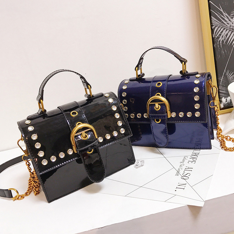 Fashion Blue Belt Buckle Shape Decorated Bag,Handbags