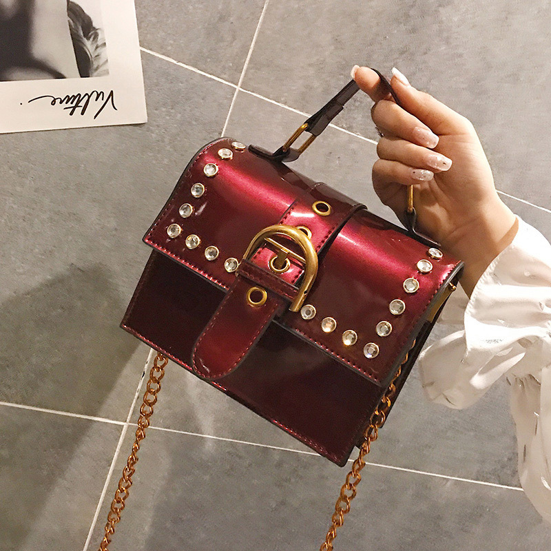 Fashion Claret-red Belt Buckle Shape Decorated Bag,Handbags