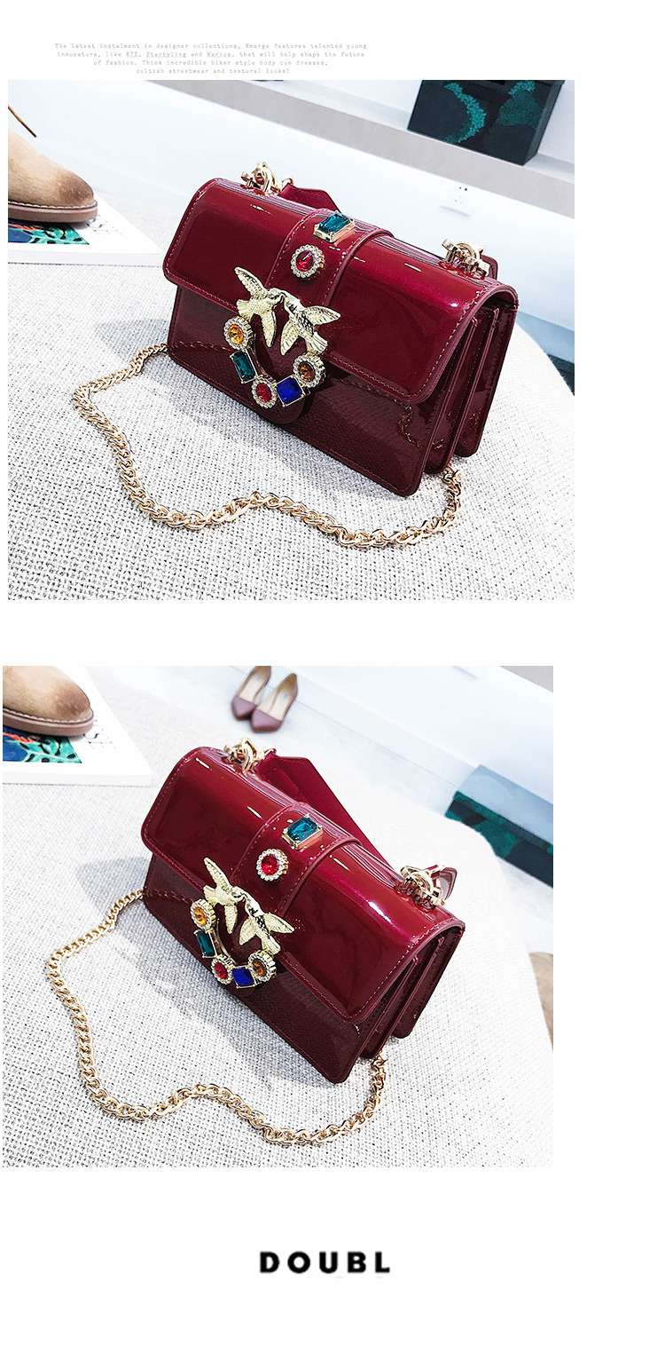 Fashion Red Diamond Decorated Square Bag,Shoulder bags