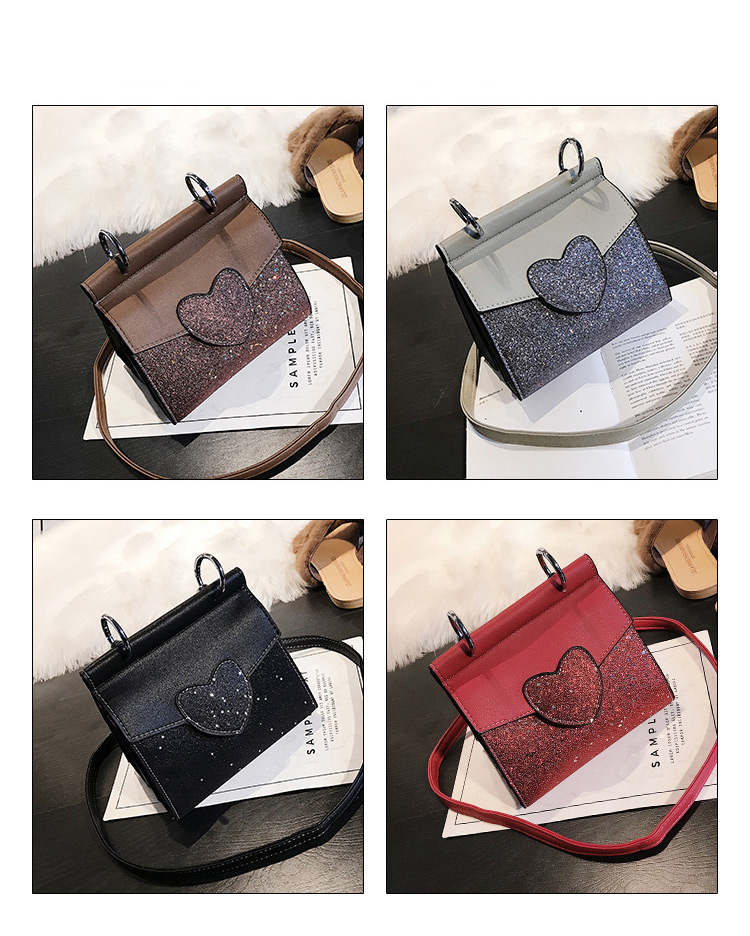 Fashion Brown Heart Shape Design Paillette Bag,Shoulder bags