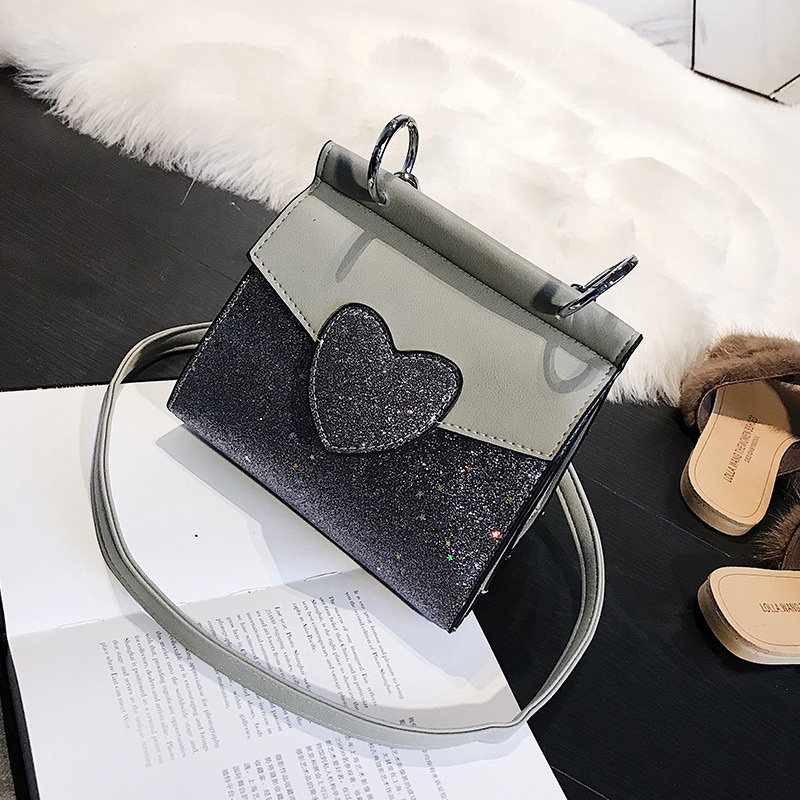 Fashion Gray Heart Shape Design Paillette Bag,Shoulder bags