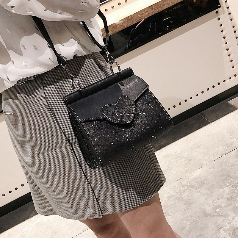 Fashion Black Heart Shape Design Paillette Bag,Shoulder bags