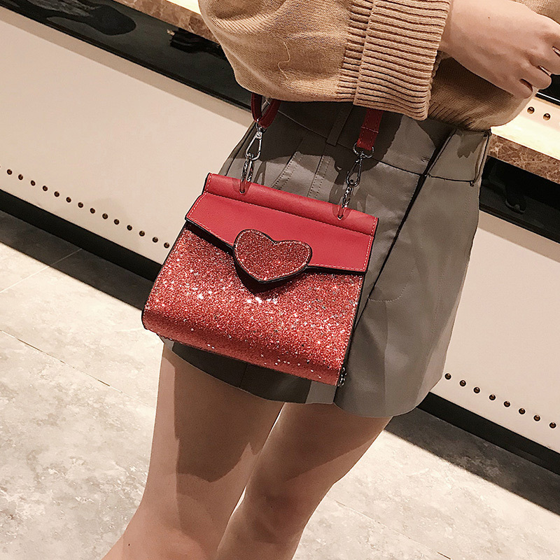Fashion Red Heart Shape Design Paillette Bag,Shoulder bags
