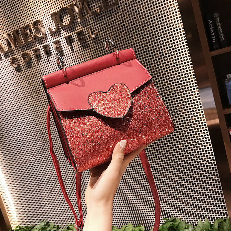 Fashion Black Heart Shape Design Paillette Bag,Shoulder bags