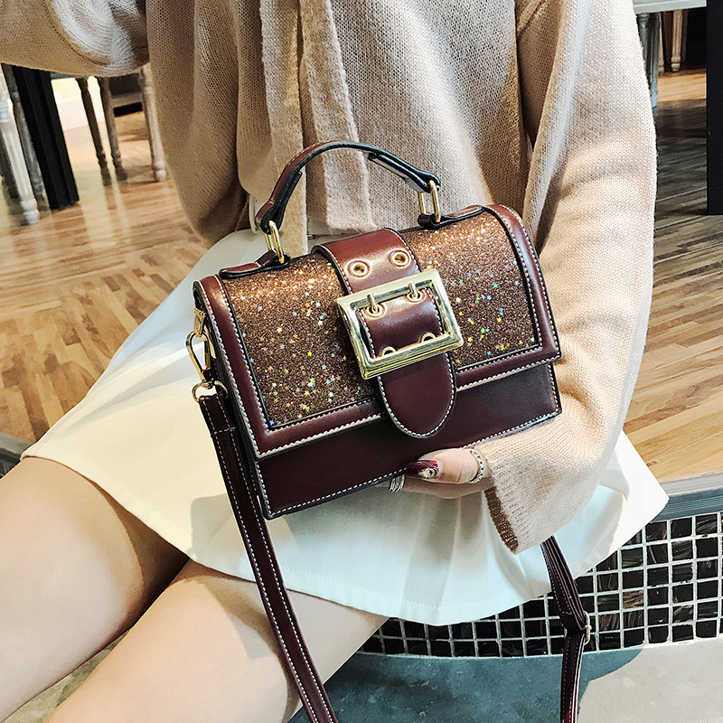 Fashion Brown Belt Buckle Shape Decorated Bag,Handbags