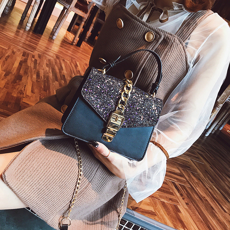 Fashion Multi-color Paillette Decorated Square Bag,Handbags