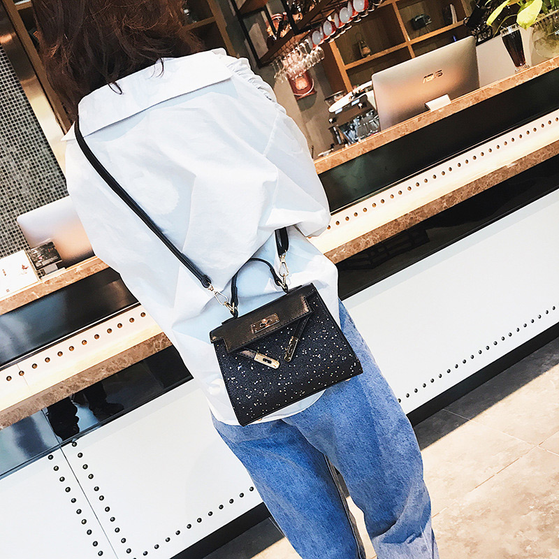Fashion Black Paillette Decorated Pure Color Bag,Handbags