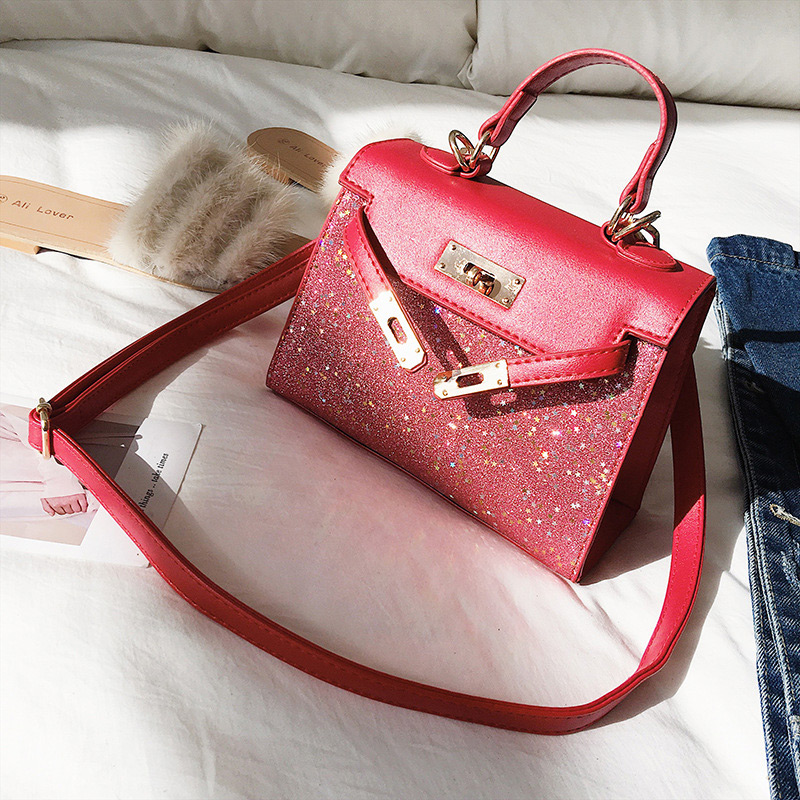 Fashion Red Paillette Decorated Pure Color Bag,Handbags