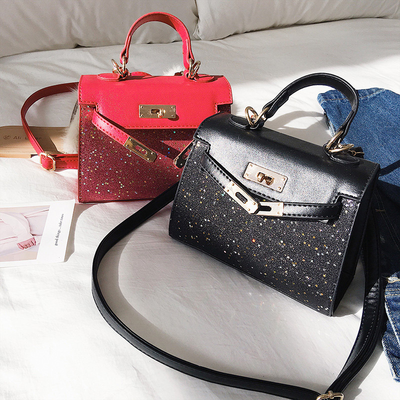 Fashion Brown Paillette Decorated Pure Color Bag,Handbags