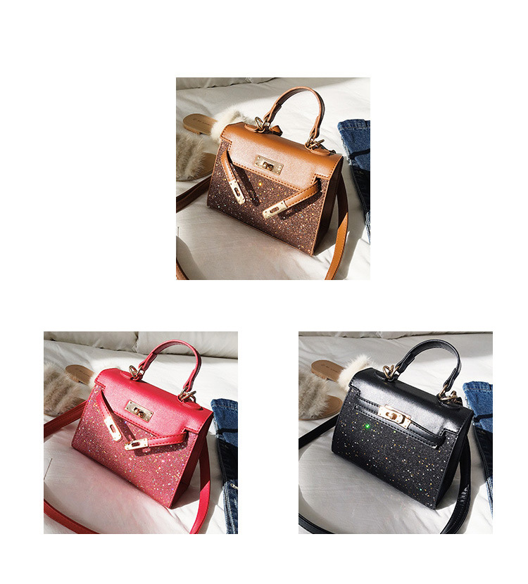 Fashion Brown Paillette Decorated Pure Color Bag,Handbags