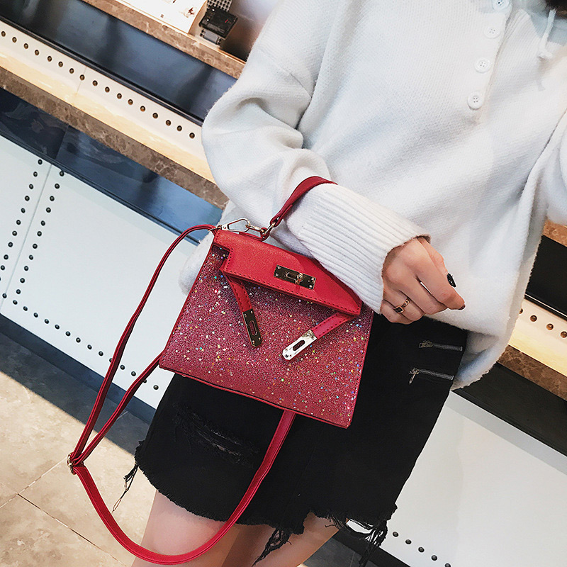 Fashion Red Paillette Decorated Pure Color Bag,Handbags