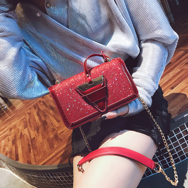 Fashion Claret-red Triangle Shape Decorated Bag,Shoulder bags