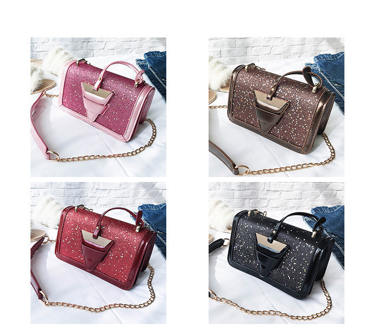 Fashion Claret-red Triangle Shape Decorated Bag,Shoulder bags