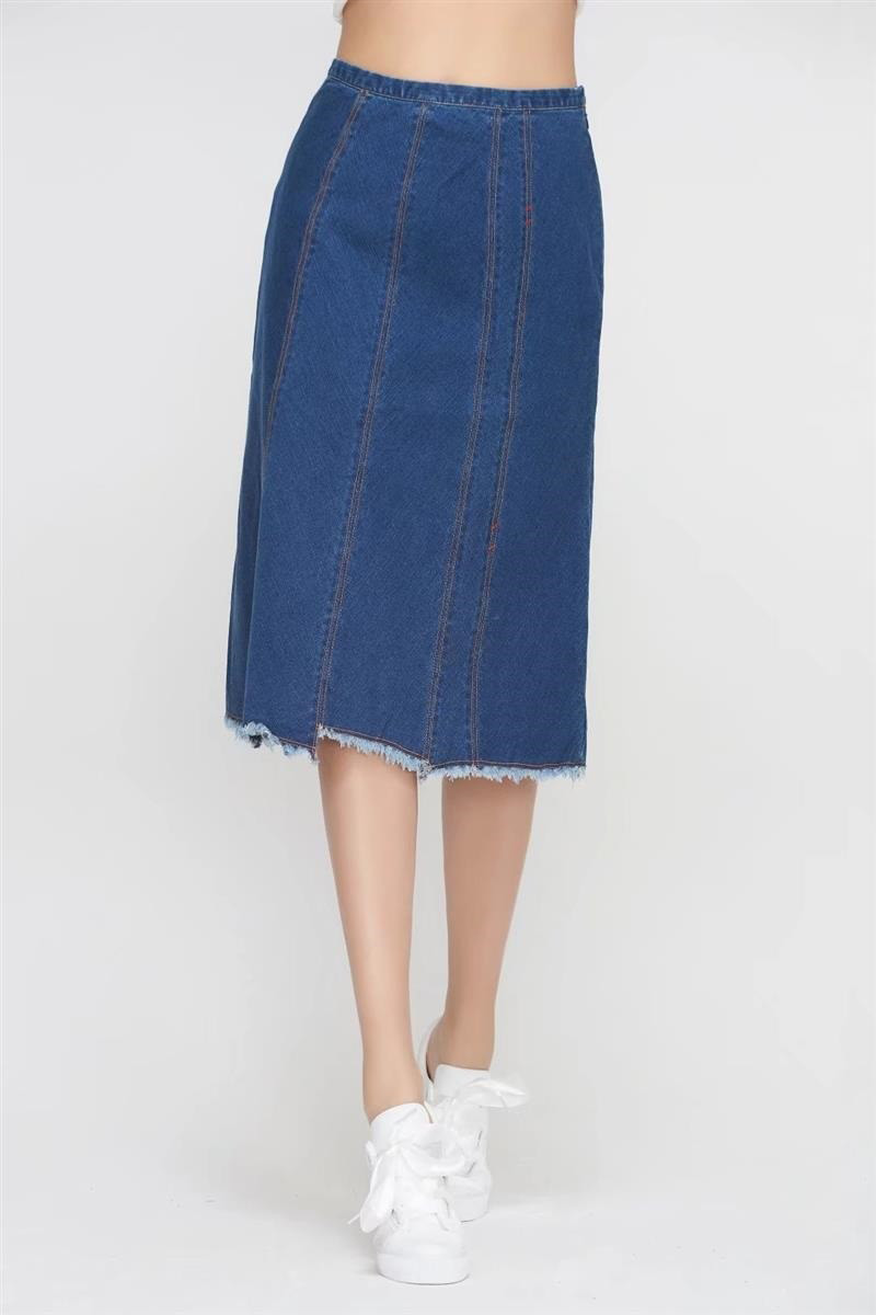 Fashion Blue Pure Color Decorated Skirt,Skirts