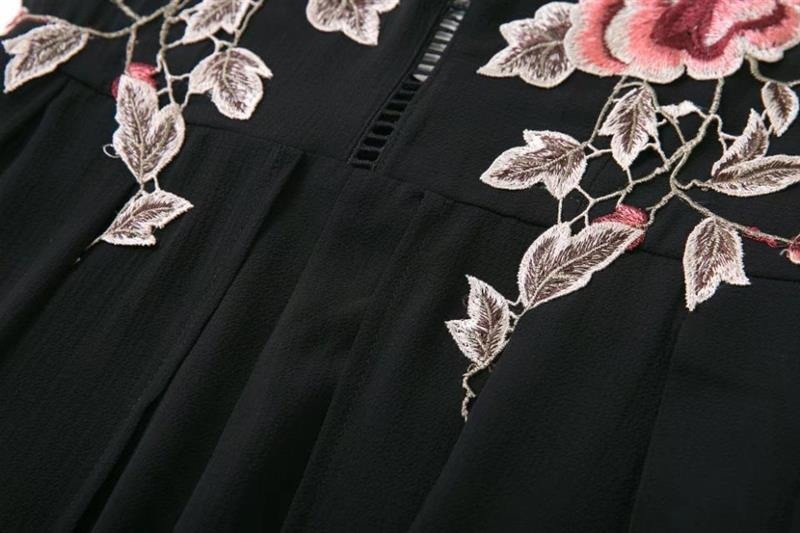 Fashion Navy Flower Pattern Decorated Dress,Long Dress