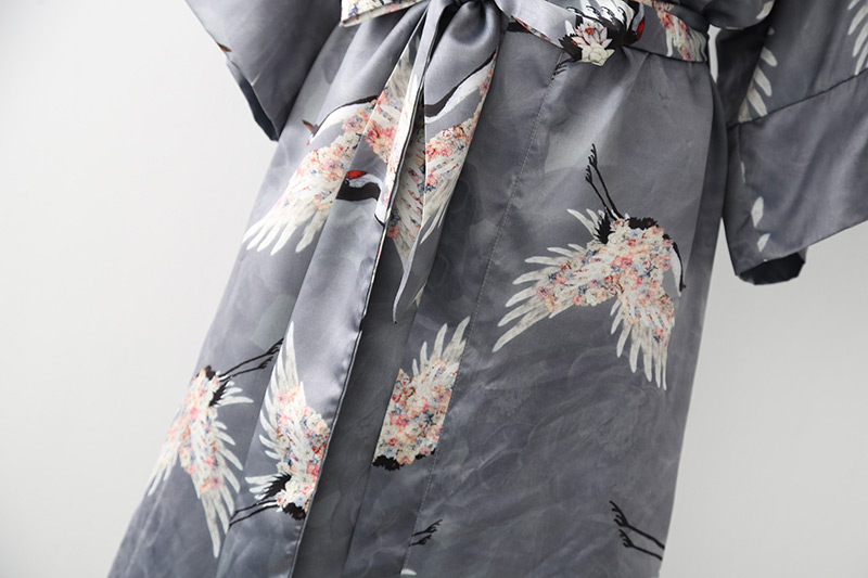 Fashion Gray Crane Pattern Decorated Coat,Coat-Jacket