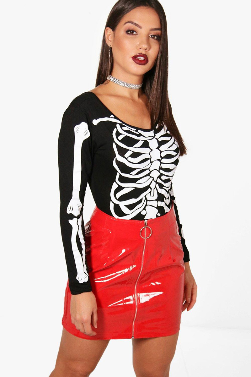 Fashion Black Skeleton Pattern Decorated Jumpsuit,Pants