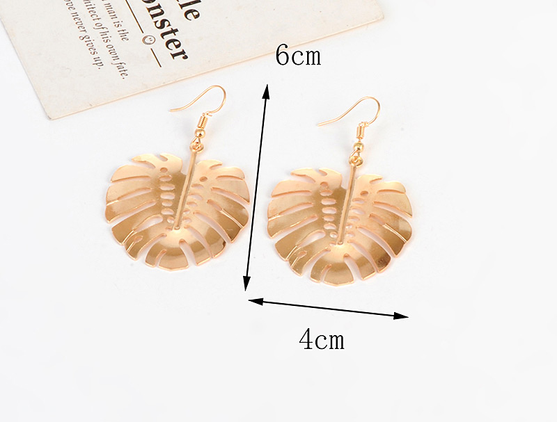Fashion Gold Color Leaf Shape Design Hollow Out Earrings,Drop Earrings