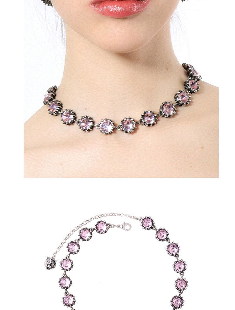 Fashion Pink Round Shape Decorated Necklace,Bib Necklaces