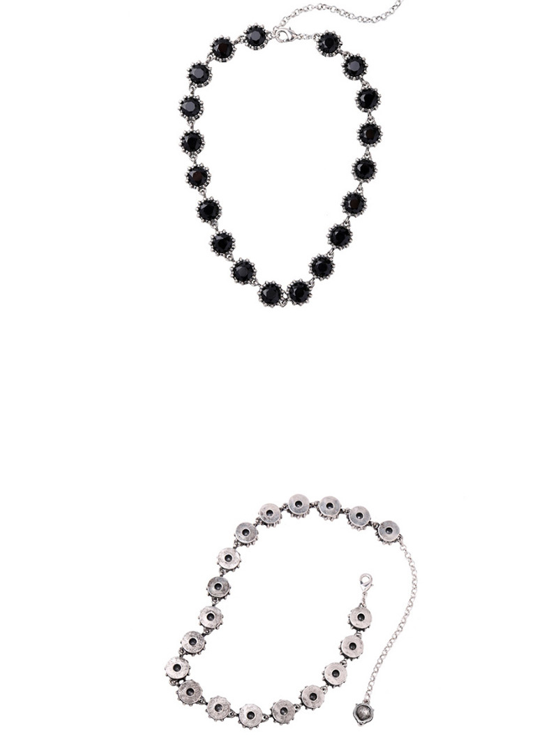 Fashion Black Round Shape Decorated Necklace,Bib Necklaces