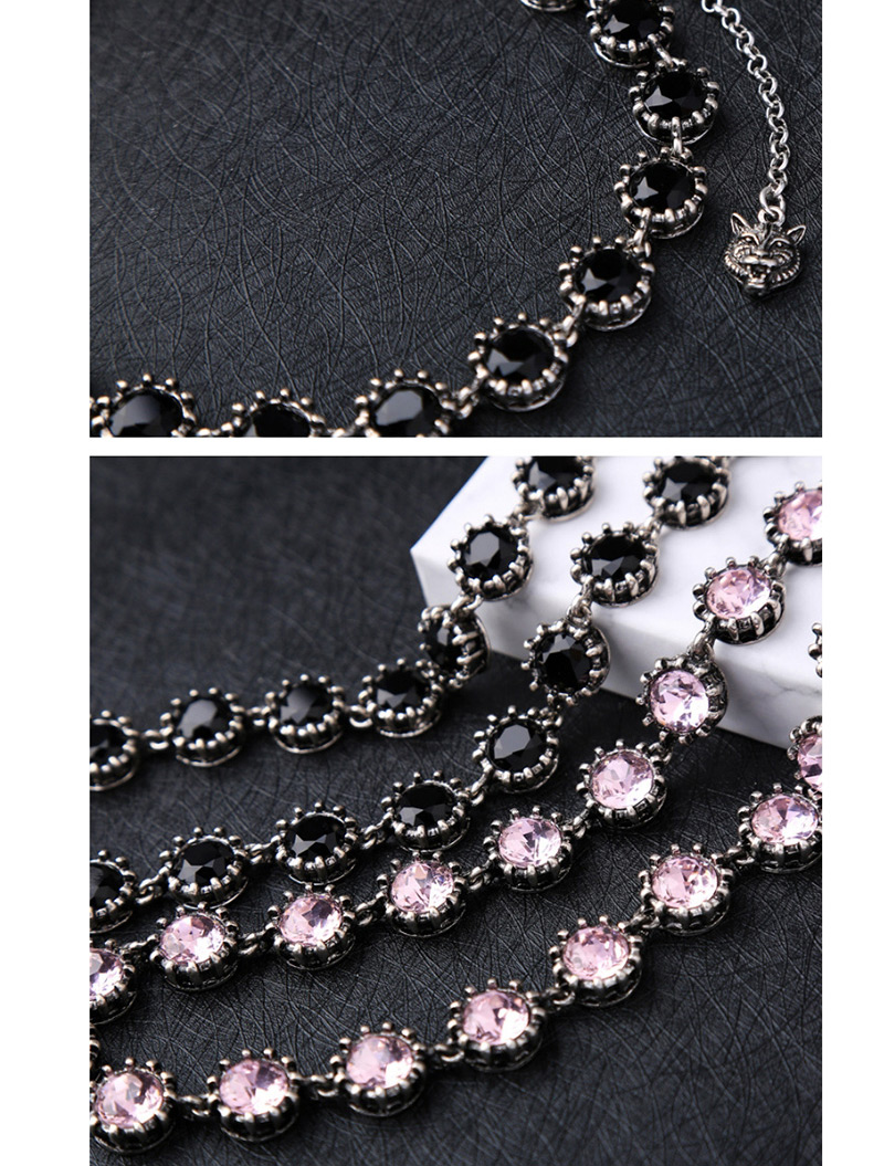 Fashion Pink Round Shape Decorated Necklace,Bib Necklaces