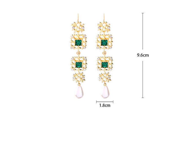 Fashion Green Square Shape Design Hollow Out Earrings,Drop Earrings